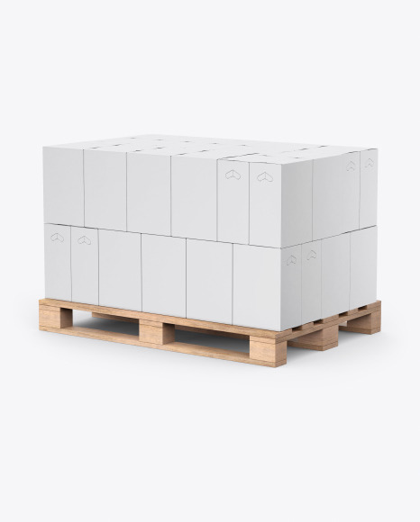 Wooden Pallet With Paper Boxes Mockup