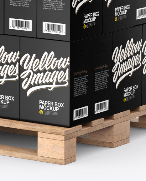 Wooden Pallet With Paper Boxes Mockup