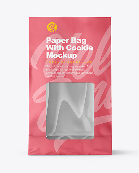 Paper Bag with Cookie Mockup