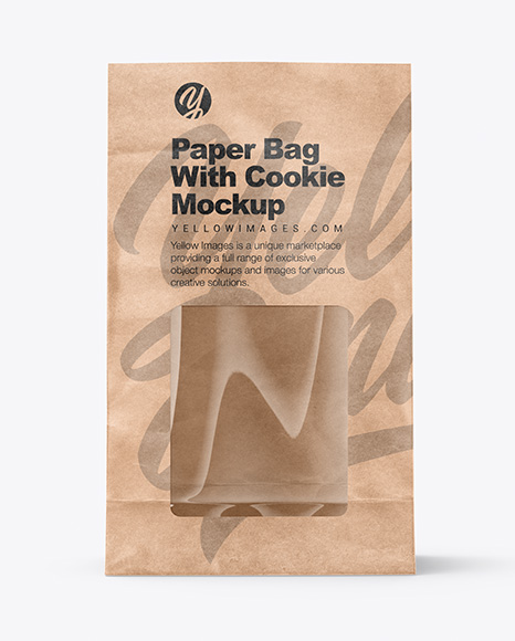 Kraft Bag with Cookie Mockup