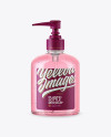 Clear Cosmetic Bottle with Pump Mockup Clear Cosmetic Bottle with Pump Mockup