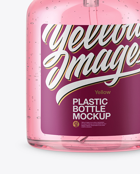 Clear Cosmetic Bottle with Pump Mockup Clear Cosmetic Bottle with Pump Mockup
