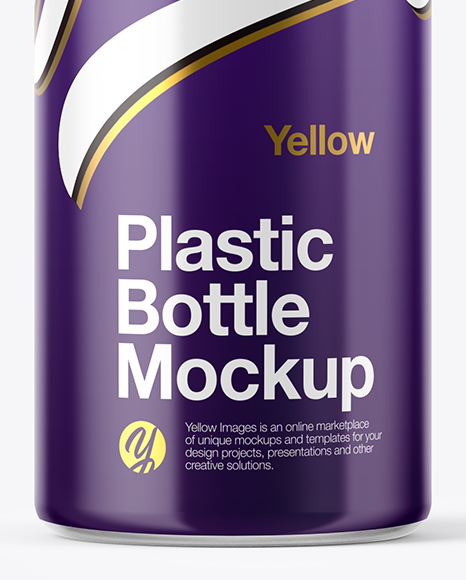 Plastic Transparent Bottle in Glossy Shrink Sleeve Mockup