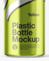 Plastic Transparent Bottle in Glossy Shrink Sleeve Mockup