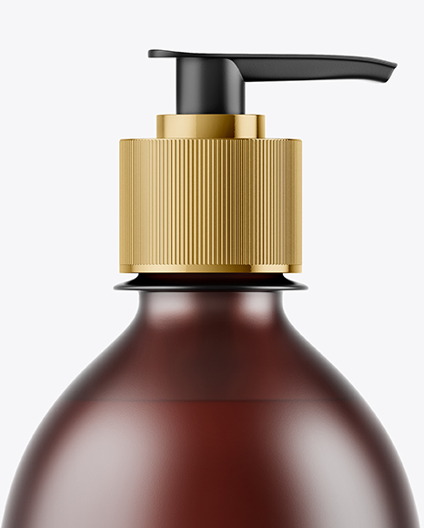 Amber Frosted Liquid Soap Bottle Mockup