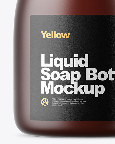 Amber Frosted Liquid Soap Bottle Mockup