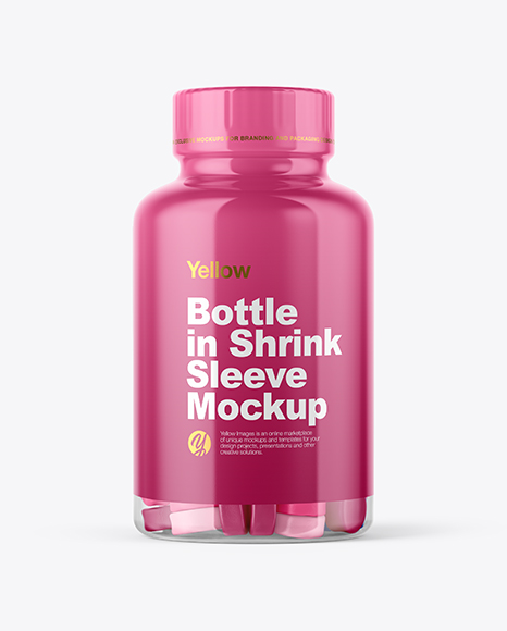 Plastic Bottle with Gummies Mockup