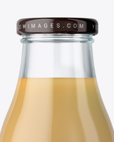 Clear Glass Bottle With Cold Brew Latte Mockup