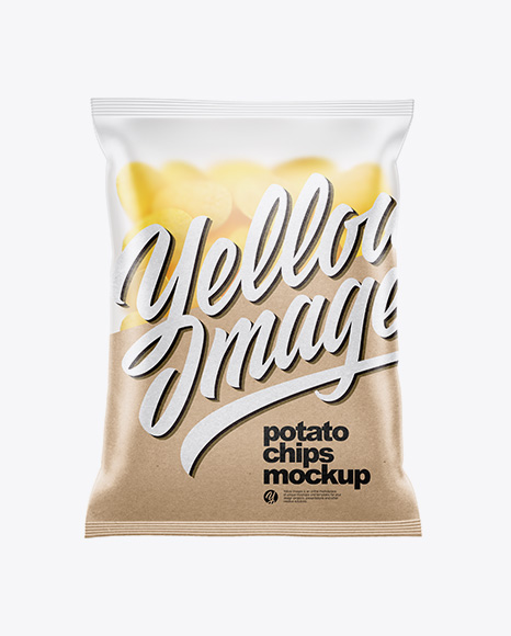 Matte Bag With Potato Chips Mockup