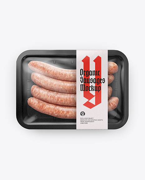 Plastic Tray With Sausages Mockup