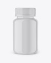 Glossy Plastic Pills Bottle Mockup - Front View