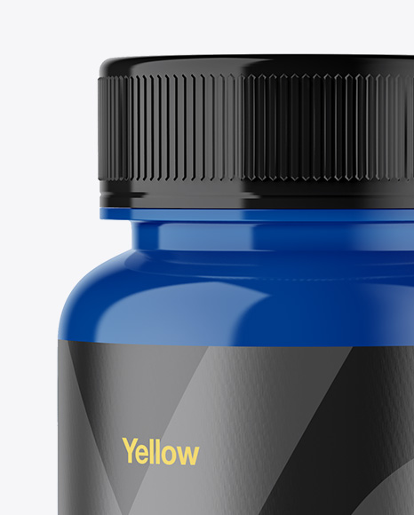 Glossy Plastic Pills Bottle Mockup - Front View