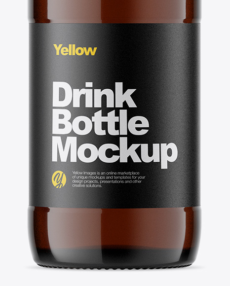 Amber Glass Drink Bottle Mockup