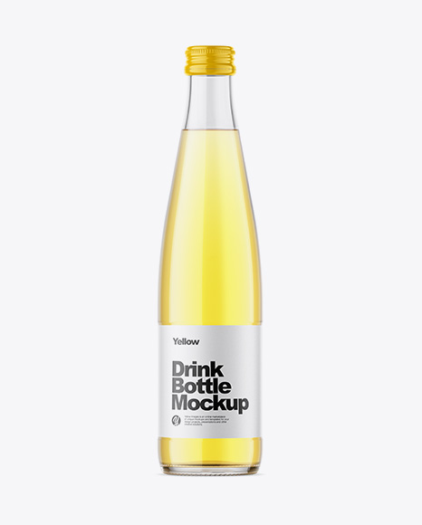 Clear Glass Yellow Drink Bottle Mockup