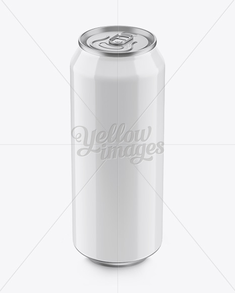 500ml Glossy Aluminium Can Mockup (High-Angle Shot)