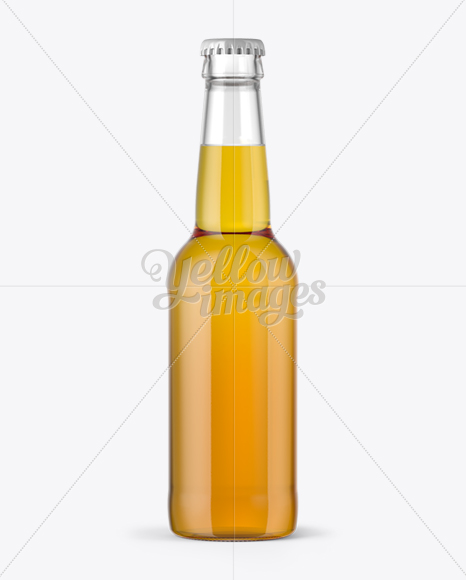 Clear Glass Bottle with Lager Beer Mockup