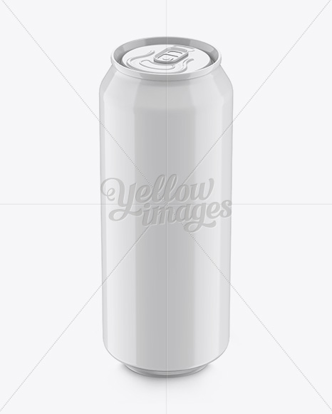 500ml Aluminium Can With Glossy Finish Mockup (High-Angle Shot)