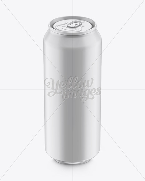 500ml Aluminium Can With Matte Finish Mockup (High-Angle Shot)