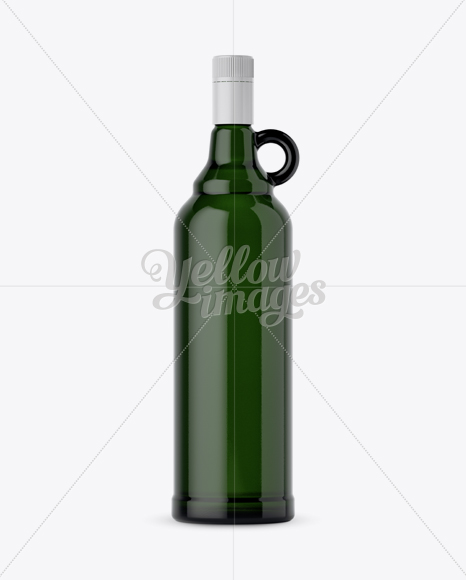 Green Glass Bottle w/ Handle Mockup