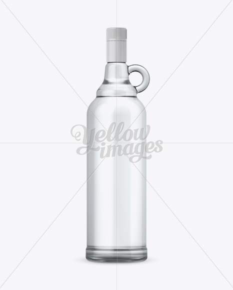 Clear Glass Vodka Bottle w/ Handle Mockup