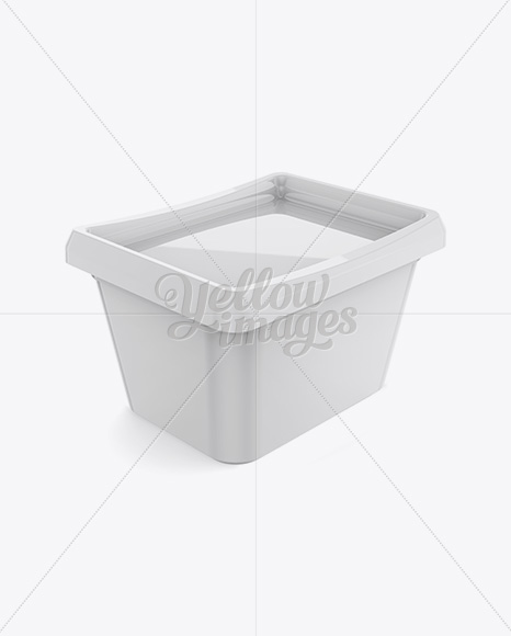 500g Glossy Butter Tub Mockup - Halfside View (High-Angle Shot)