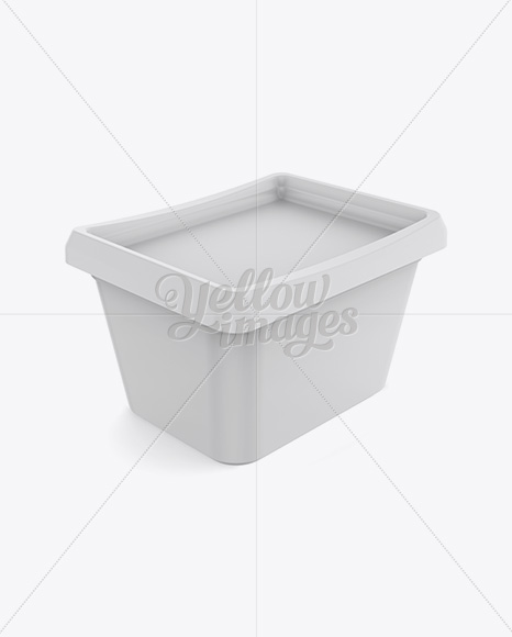 500g Glossy Butter Tub Mockup - Halfside View (High-Angle Shot)