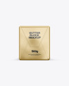 250g Butter Block In Metallic Foil Wrap Mockup - Front, Top & Side Views