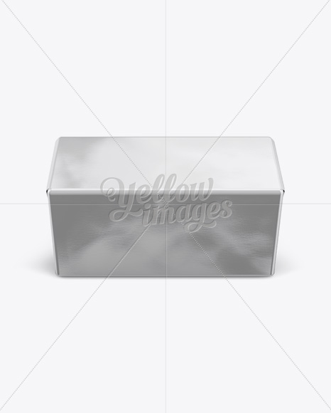 250g Butter Block In Metallic Foil Wrap Mockup - Front View (High-Angle Shot)