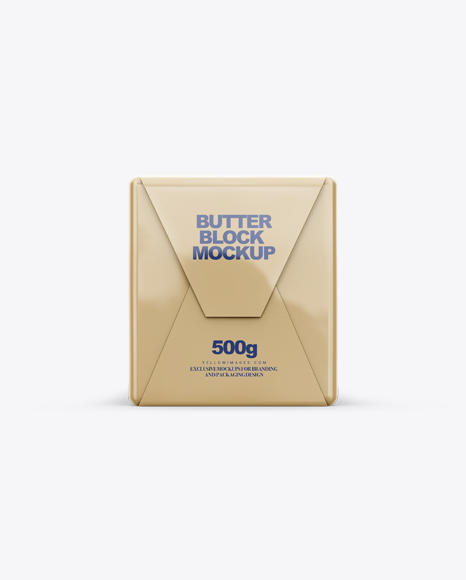 250g Glossy Butter Block Mockup - Front, Top &amp; Side Views