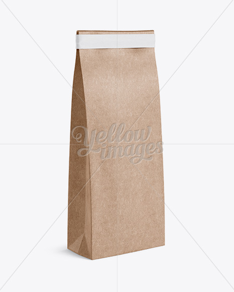 Kraft Paper Bag w/ a Paper Tin-Tie Mockup - Halfside View