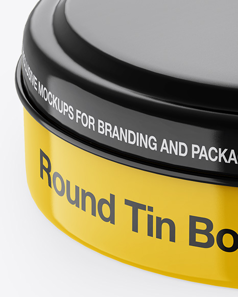 Glossy Round Tin Box Mockup