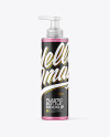 Clear Cosmetic Bottle with Pump Mockup Clear Cosmetic Bottle with Pump Mockup
