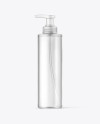 Clear Cosmetic Bottle with Pump Mockup Clear Cosmetic Bottle with Pump Mockup