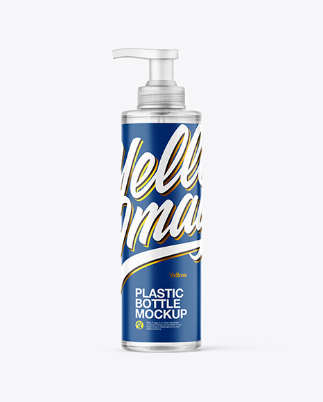 Clear Cosmetic Bottle with Pump Mockup - Label mockup bottle