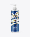Clear Cosmetic Bottle with Pump Mockup Clear Cosmetic Bottle with Pump Mockup