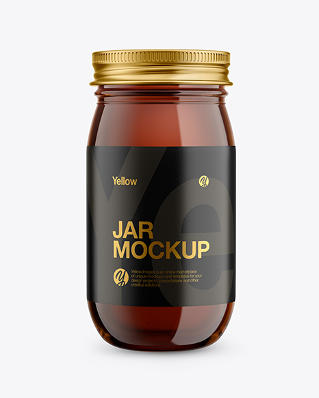 Dark Amber Glass Jar Mockup