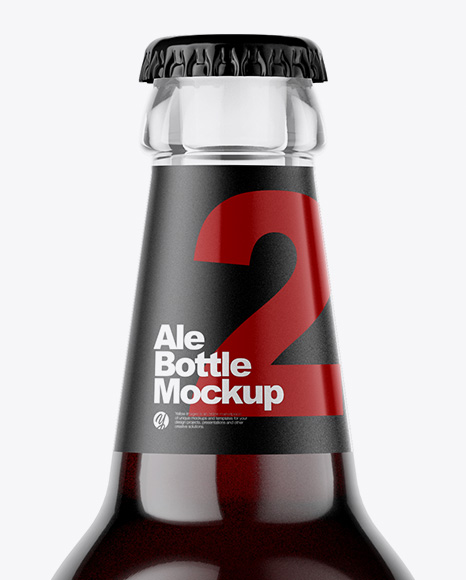 Clear Glass Bottle With Brown Ale Mockup