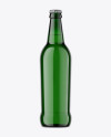 Green Glass Bottle With Lager Beer Mockup