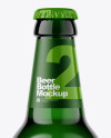 Green Glass Bottle With Lager Beer Mockup