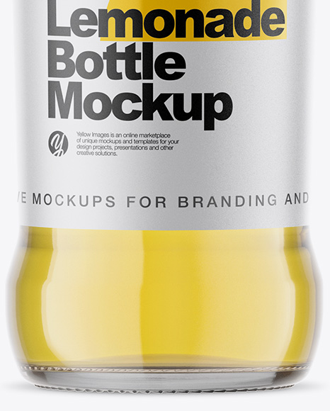 Clear Glass Bottle With Lemonade Mockup