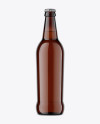 Amber Glass Bottle With Lager Beer Mockup