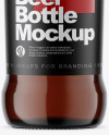 Amber Glass Bottle With Lager Beer Mockup