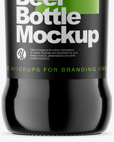 Green Glass Bottle With Dark Beer Mockup