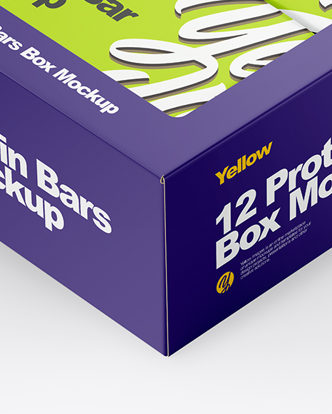 12 Protein Bars Box Mockup