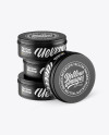 Four Matte Round Tin Boxes Mockup