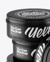 Four Matte Round Tin Boxes Mockup