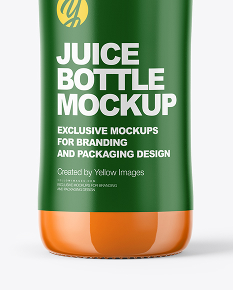 Clear Glass Bottle with Carrot Juice Mockup