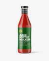 Clear Glass Bottle with Tomato Juice Mockup