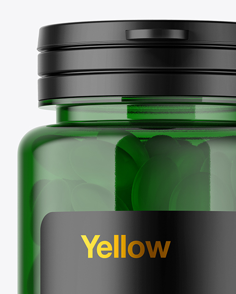 Green Pills Bottle Mockup