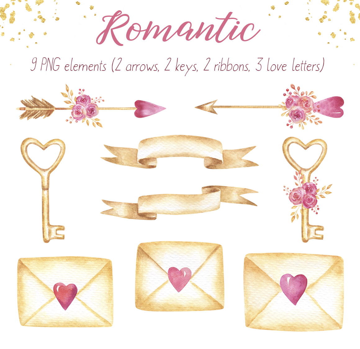 Romantic and Valentines Day Watercolor Collection Romantic and Valentines Day Watercolor Collection